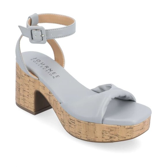 Journee Collection Womens Eianna Platform Sandals Blue 9.5 Block Heel MSRP $60 - Picture 1 of 5